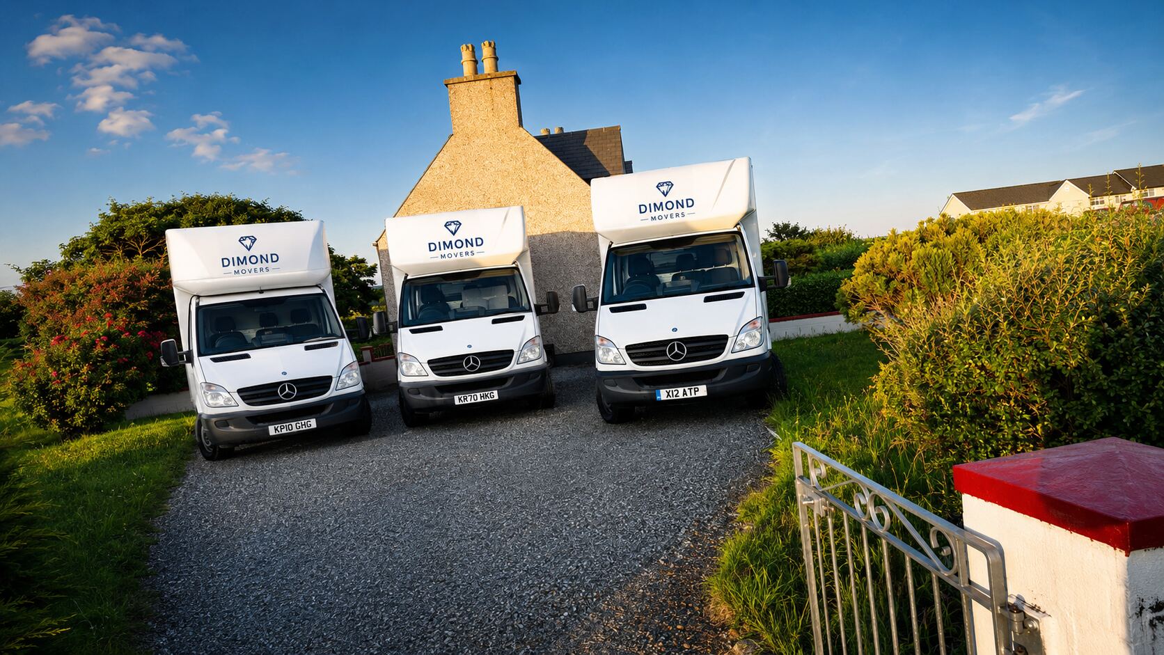 Dimond Movers fleet of branded Luton vans ready for an Oxfordshire move