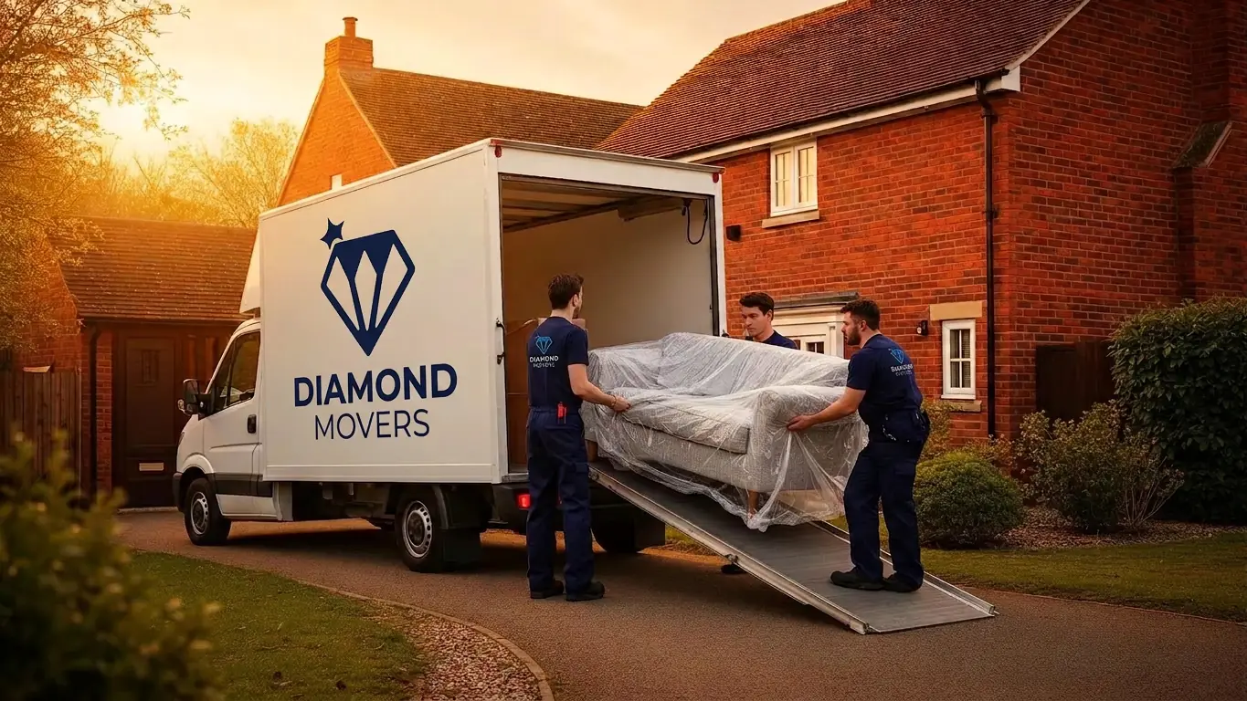 Dimond Movers branded man and van loading a flat in Oxford